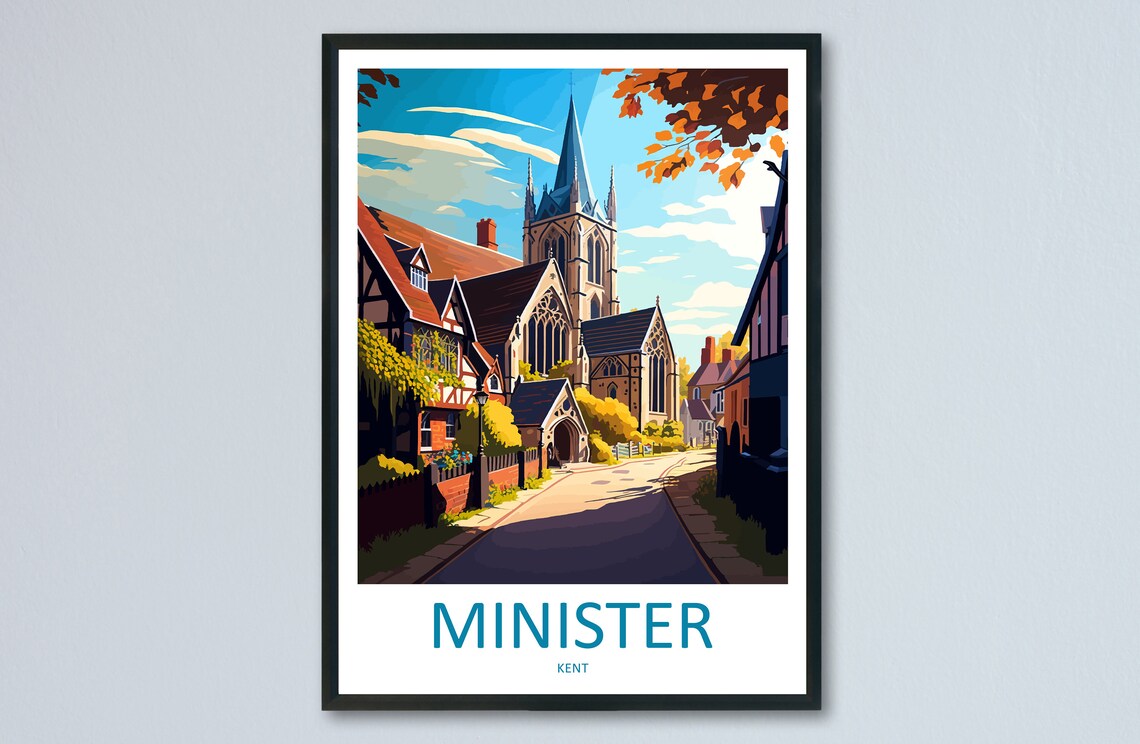 Minster Kent England Historic Church On A Sunny Village Street Poster