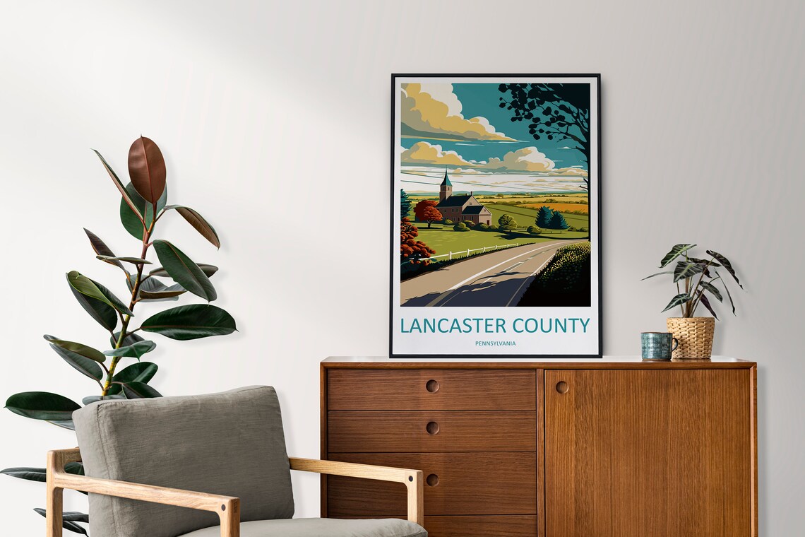 Lancaster County Travel Poster, Pennsylvania Wall Art - Image 2