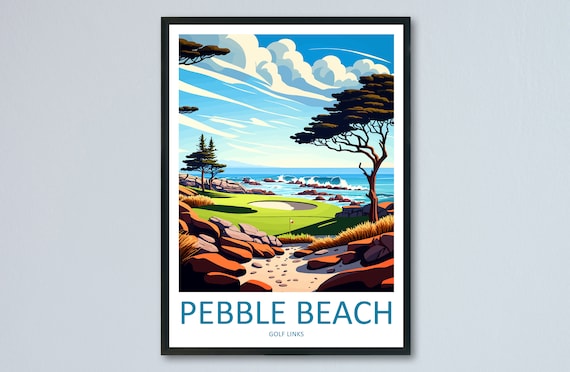 Pebble Beach Golf Links Travel Poster, Golf Club Decor