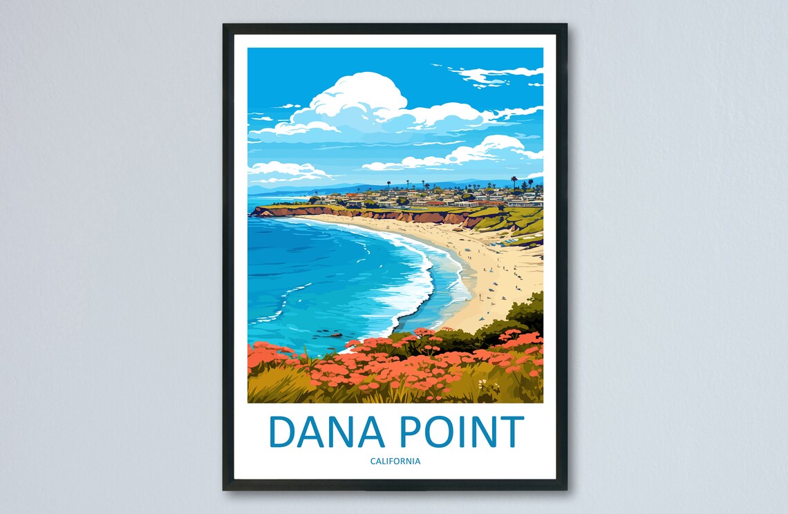 Dana Point California Beach Ocean Waves Vintage Travel Poster