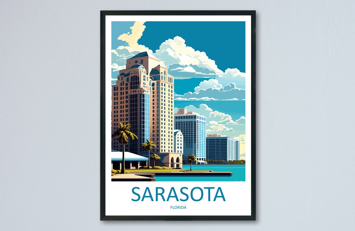 Sarasota Travel Poster, Florida Place Print