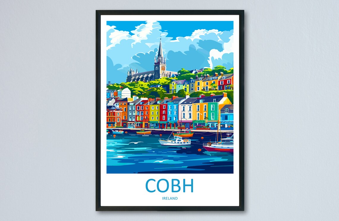 Cobh Skyline Print, Cobh Ireland City Art Print