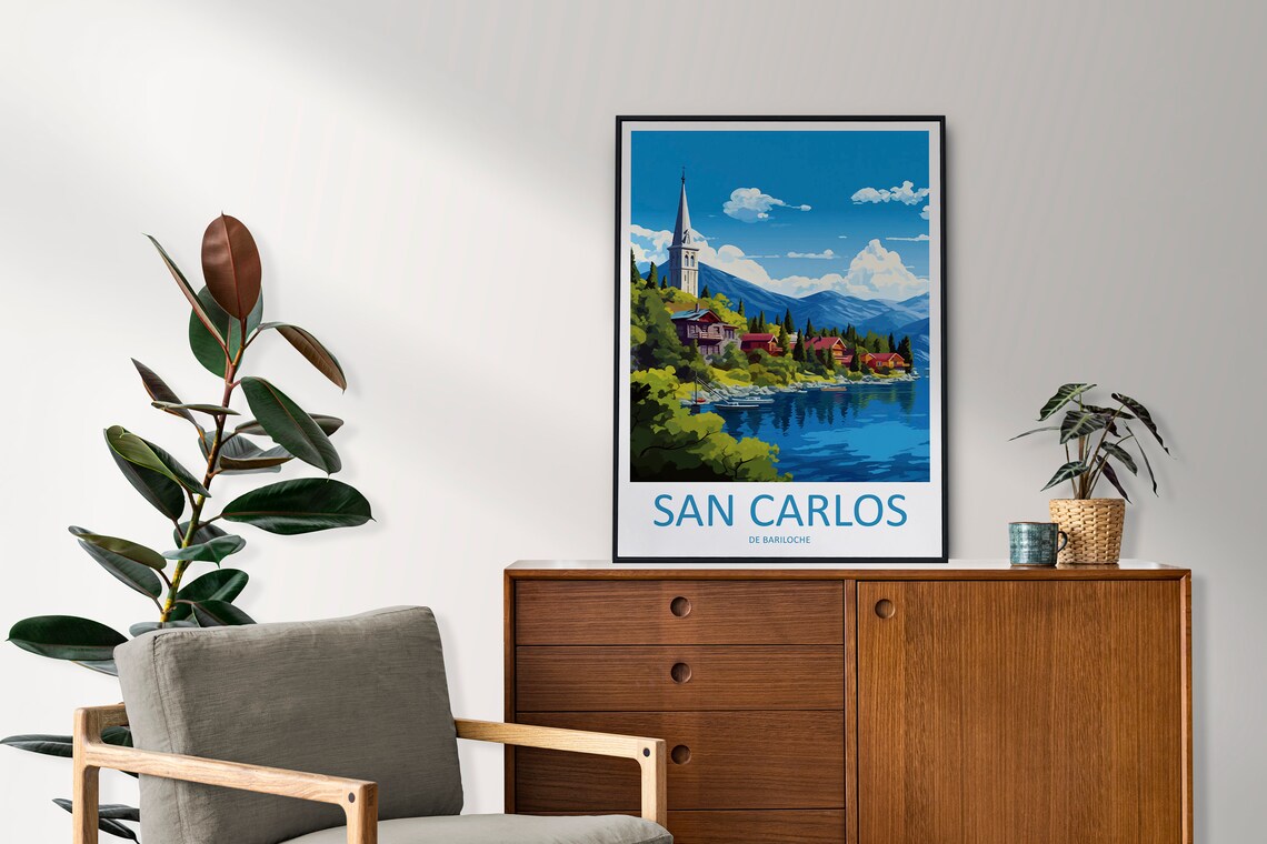 San Carlos de Bariloche Lakeside Town Mountain View Travel Poster - Image 2