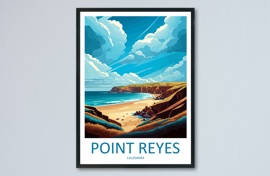 Point Reyes California Rugged Coastline Ocean Beach Travel Poster