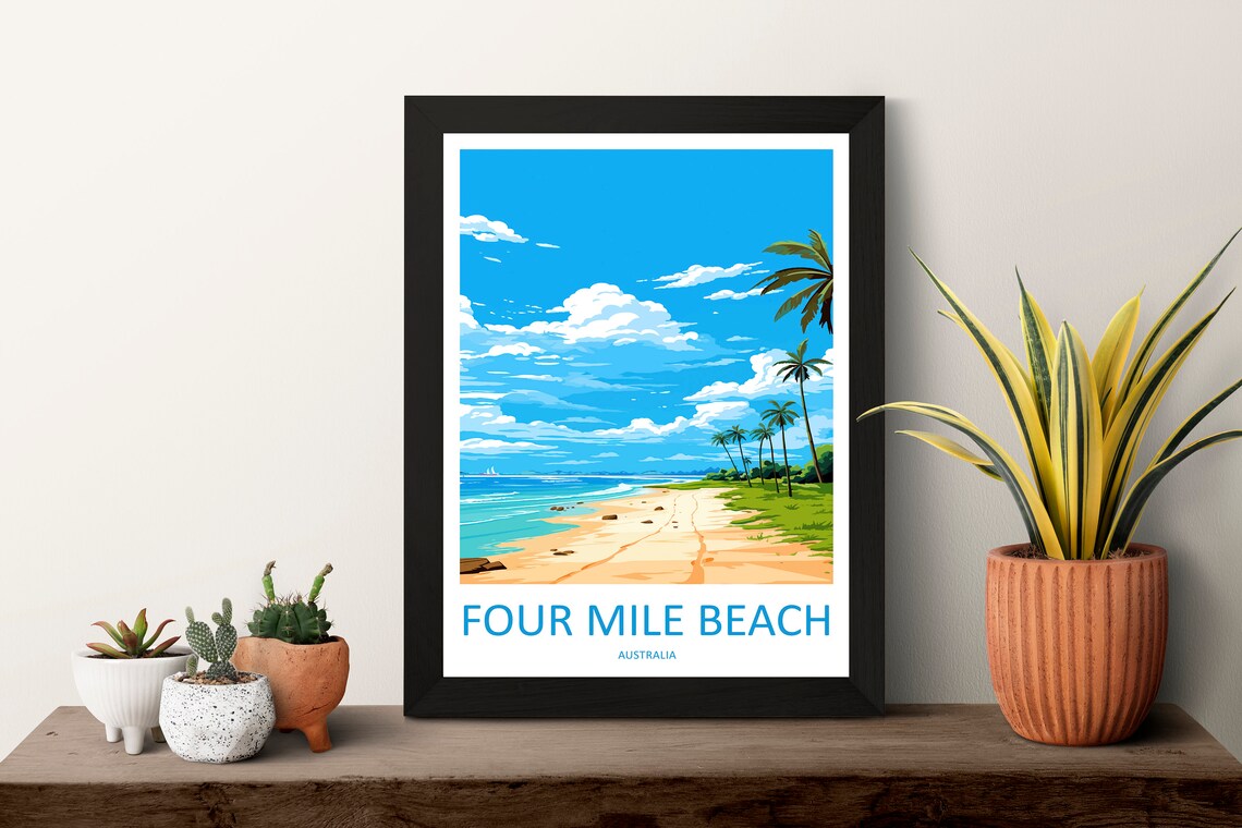 Four Mile Beach Australia Palm Lined Sandy Shore Travel Poster - Image 3