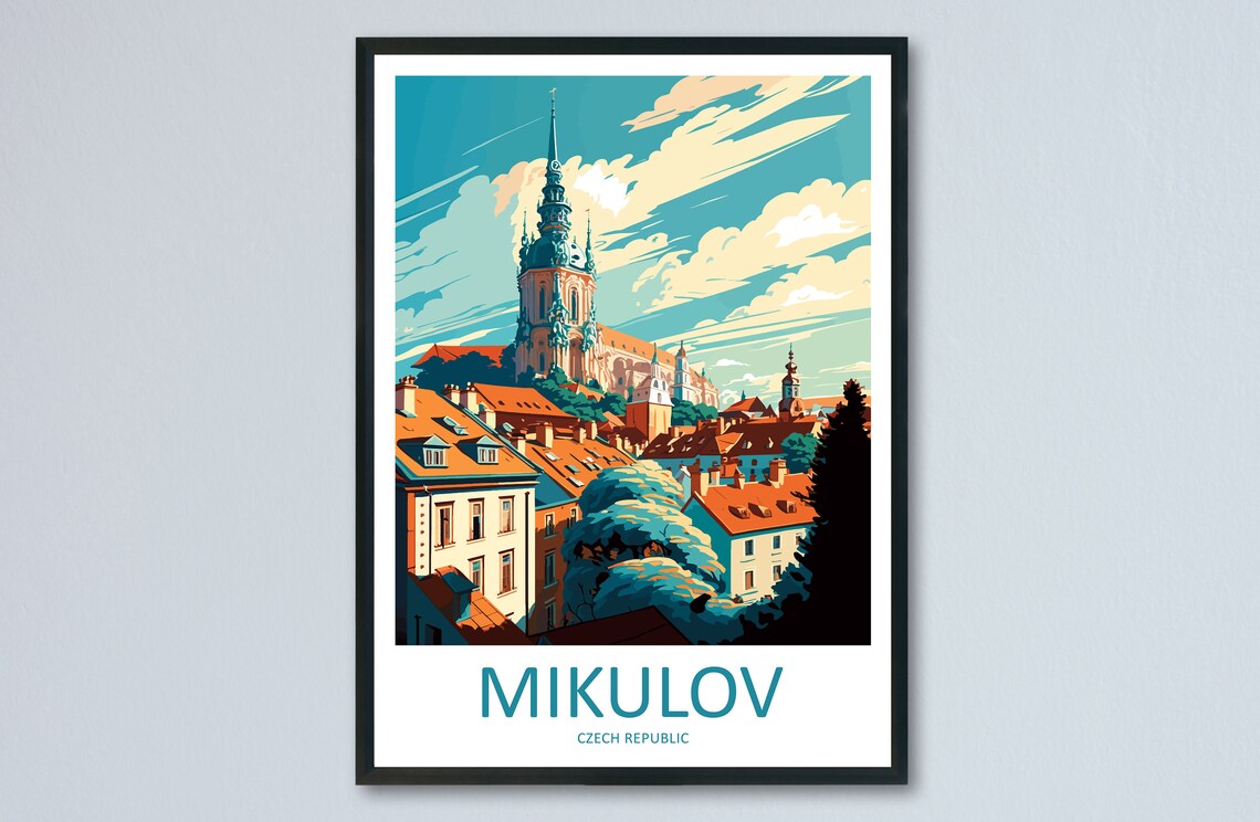 Mikulov Czech Republic Church Tower Old Town Rooftops Poster