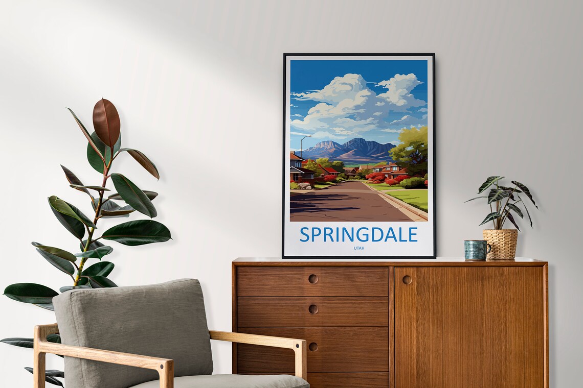 Springdale Utah Residential Street Mountain Vista Travel Poster - Image 2