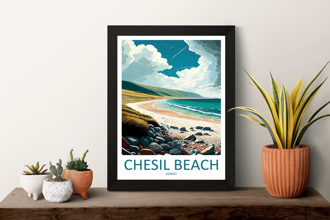 Chesil Beach Travel Poster, England Coastal Wall Art - Image 3