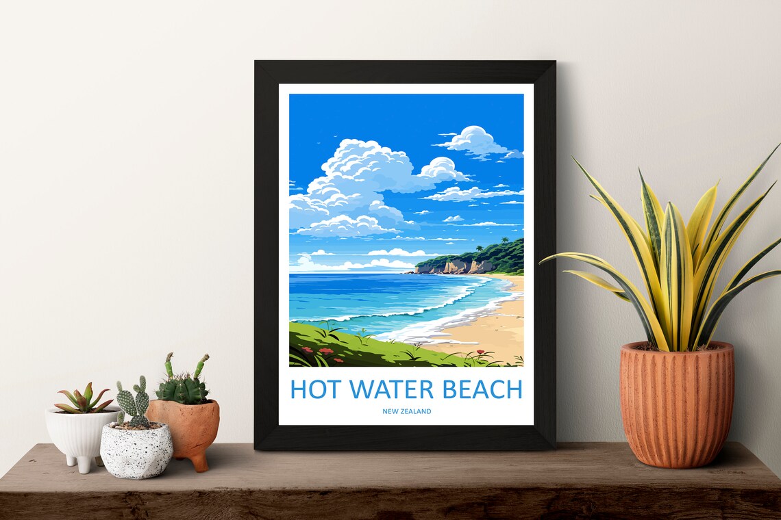 Hot Water Beach Travel Print Wall Art Hot Water Beach Wall Hanging Home Dcor Hot Water Beach Gift Art Lovers New Zealand Travel Poster - Image 3
