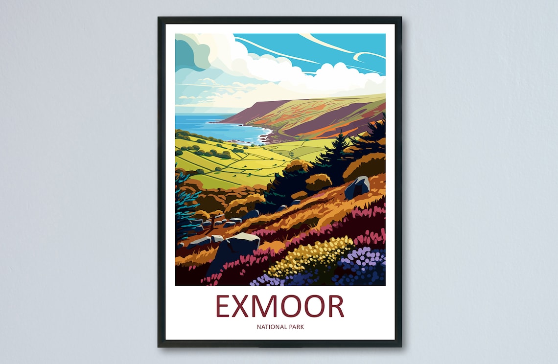 Exmoor Travel Poster, National Park Wall Art