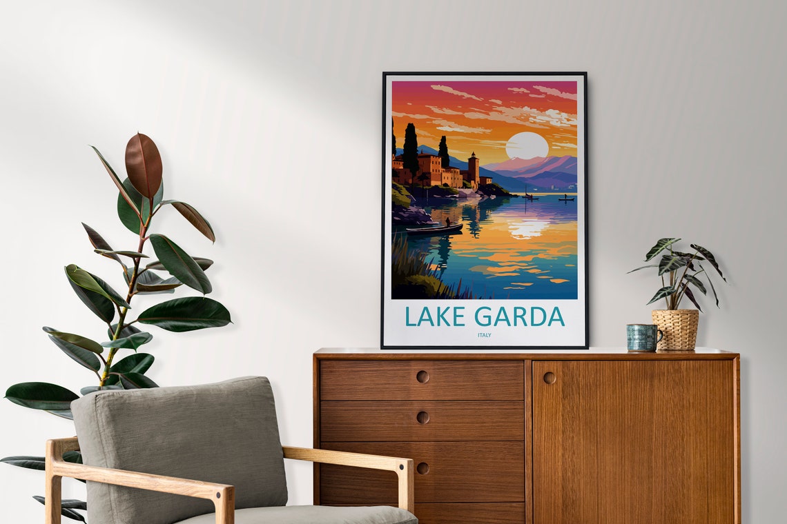Lake Garda Travel Print Wall Art Lake Garda Wall Hanging Home Decoration Lake Garda Gift Art Lovers Wall Art Print Art Lake Garda Travel Art - Image 2
