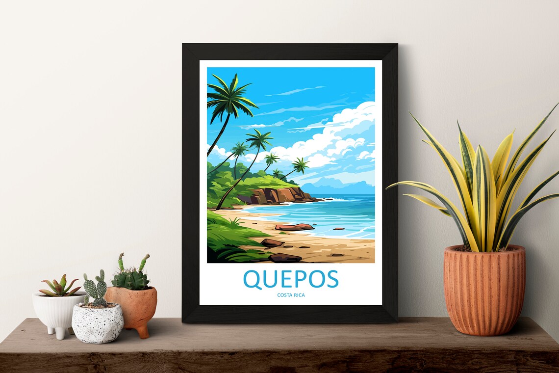 Quepos Travel Print Wall Art Quepos Wall Hanging Home Dcor Quepos Gift Art Lovers Costa Rica Wall Art Costa Rica Travel Poster Art - Image 3