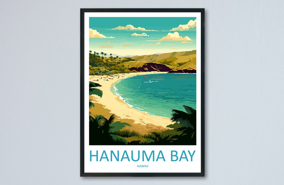 Hanauma Bay Hawaii Curved Beach Cove Turquoise Water View Poster