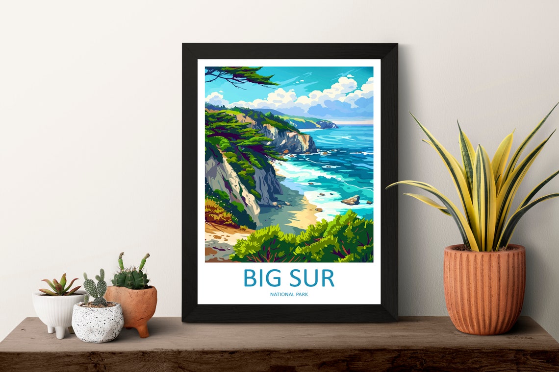 Big Sur California Rugged Cliffs And Turquoise Ocean Travel Poster - Image 3