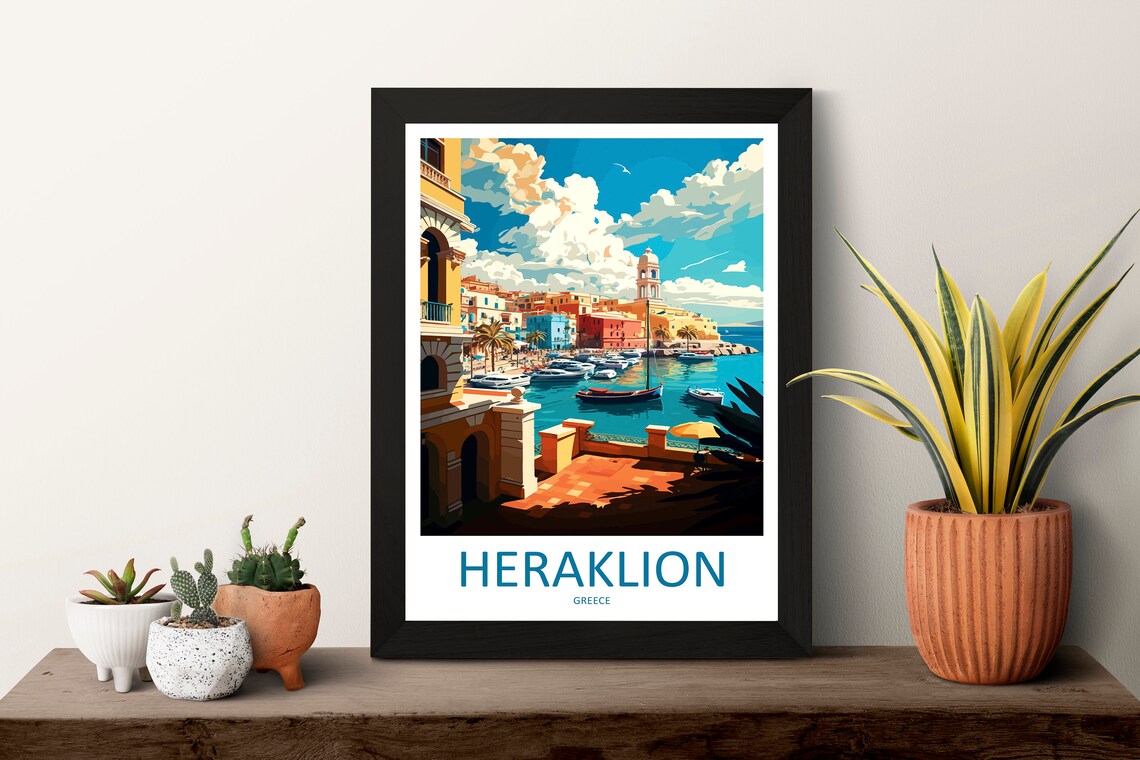 Heraklion Greece Travel Poster, Wall Art Print - Image 3