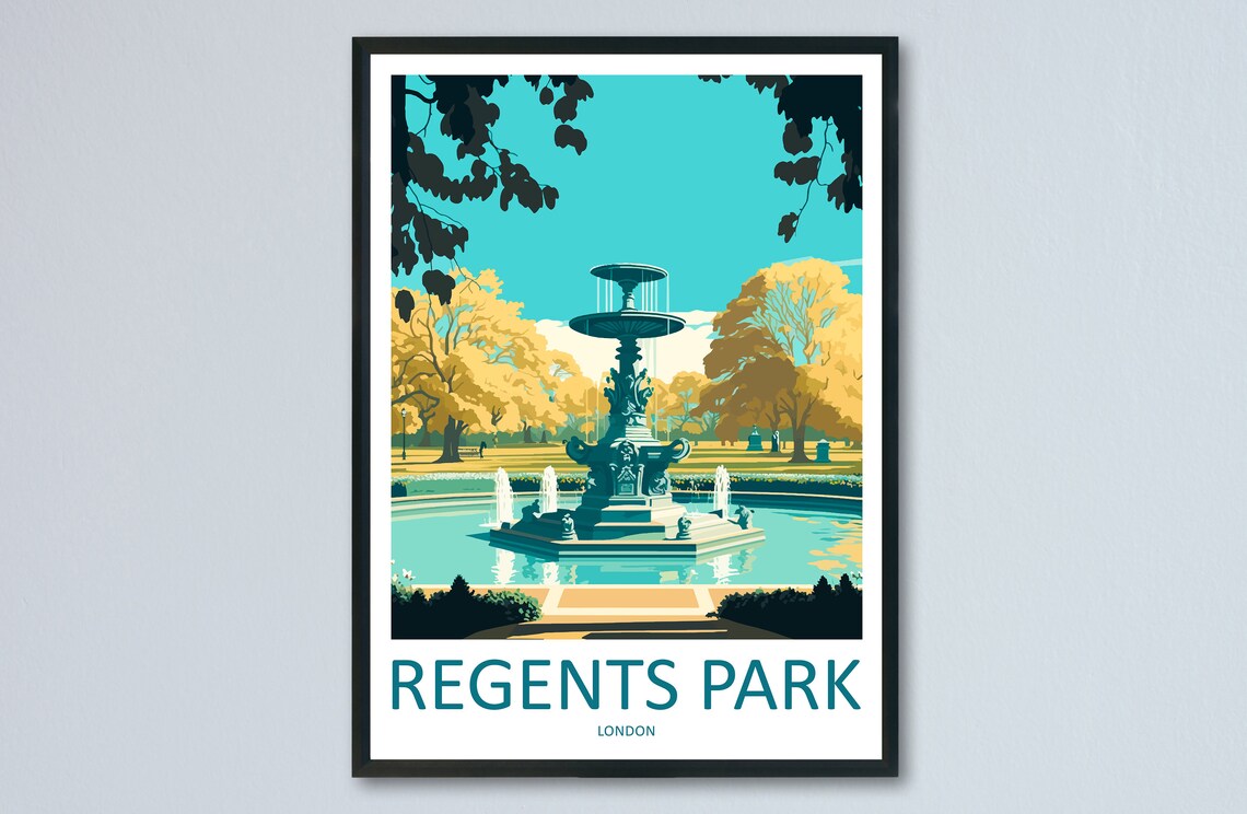 Regents Park Landscape Art Print, London Travel