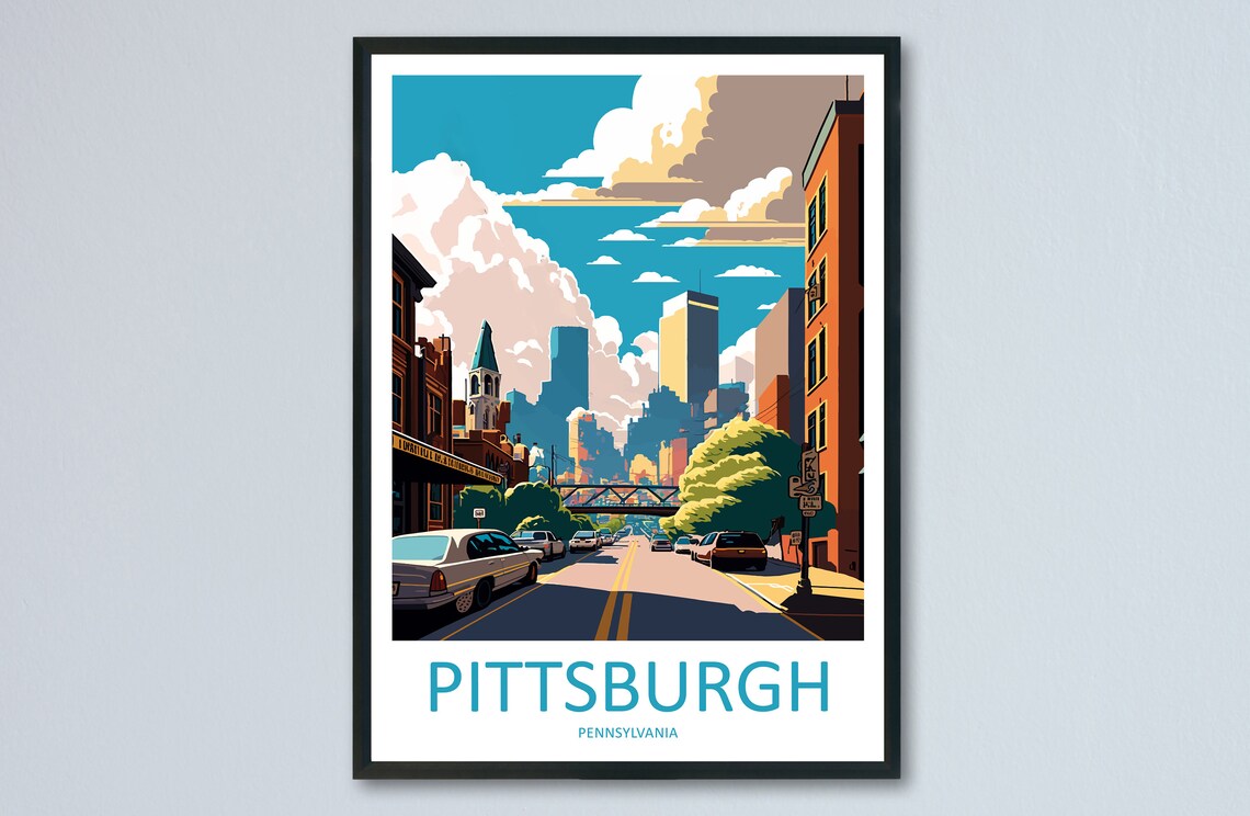 Pittsburgh Travel Poster, Pennsylvania City Art Print