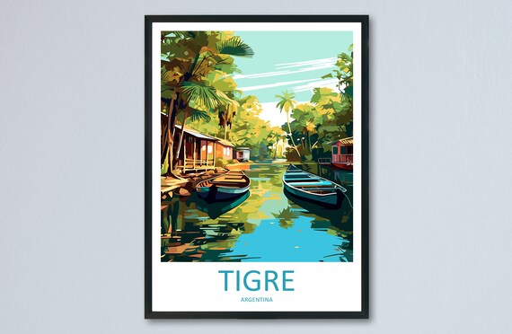 Tigre Argentina Delta Canal Boats Riverside Jungle Travel Poster