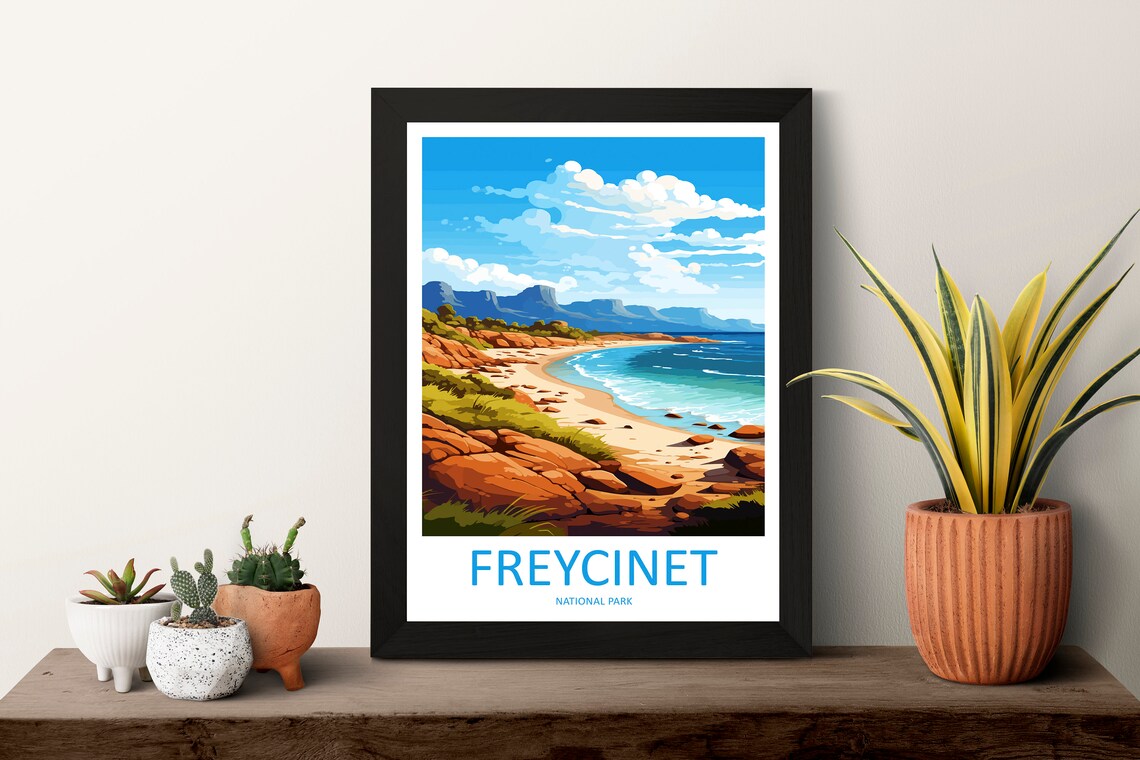 Freycinet National Park Rocky Coastline Beach Scene Travel Poster - Image 3