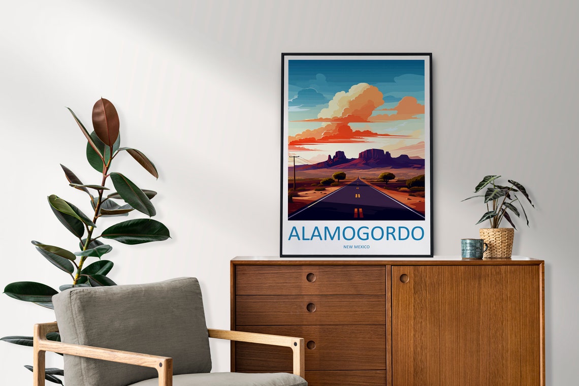 Alamogordo New Mexico Desert Road Under a Dramatic Sky Poster - Image 2