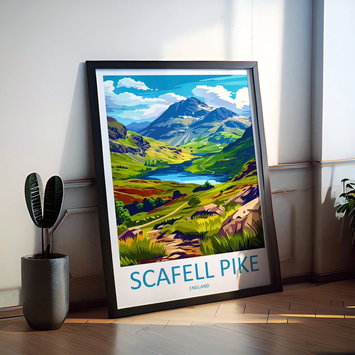 Scafell Pike England Mountain Valley Lake Vintage Travel Poster - Image 2