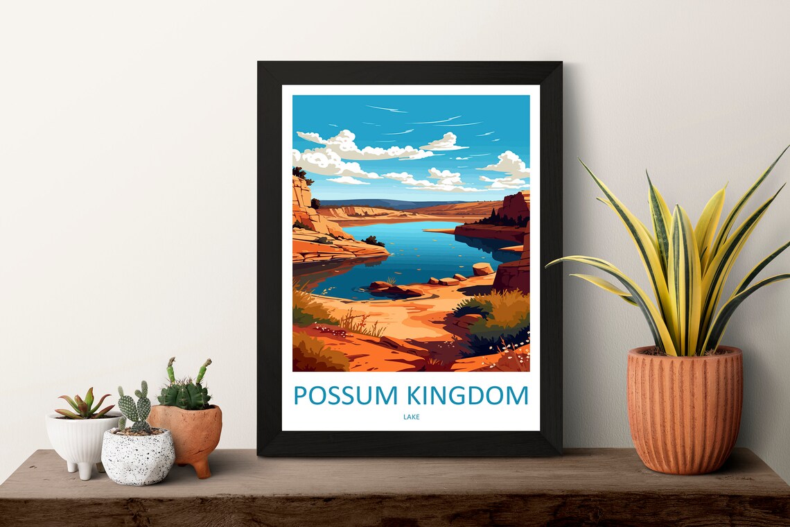 Possum Kingdom Lake Travel Poster, Texas Wall Art - Image 3