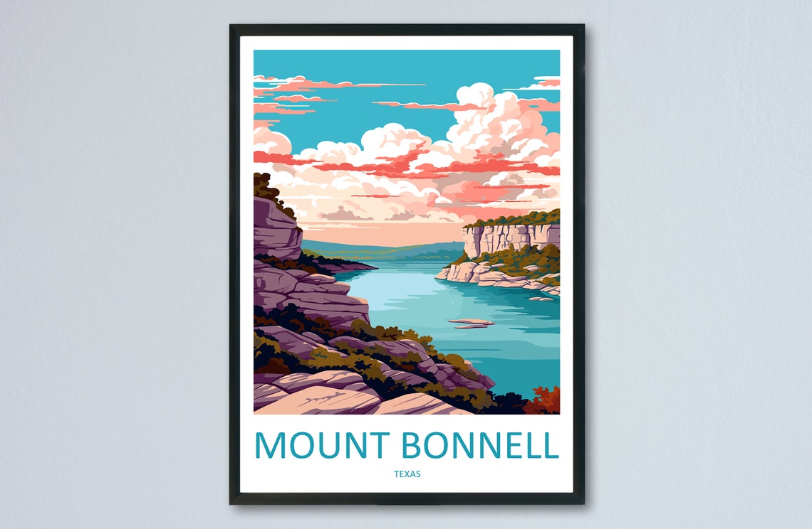 Mount Bonnell Texas River Canyon Cliffs Sunset Sky View Poster