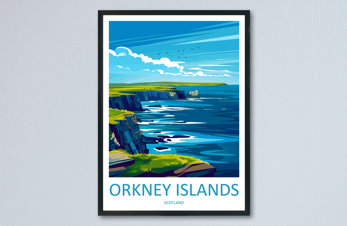 Orkney Islands Scotland Dramatic Sea Cliffs Coastal Art Poster