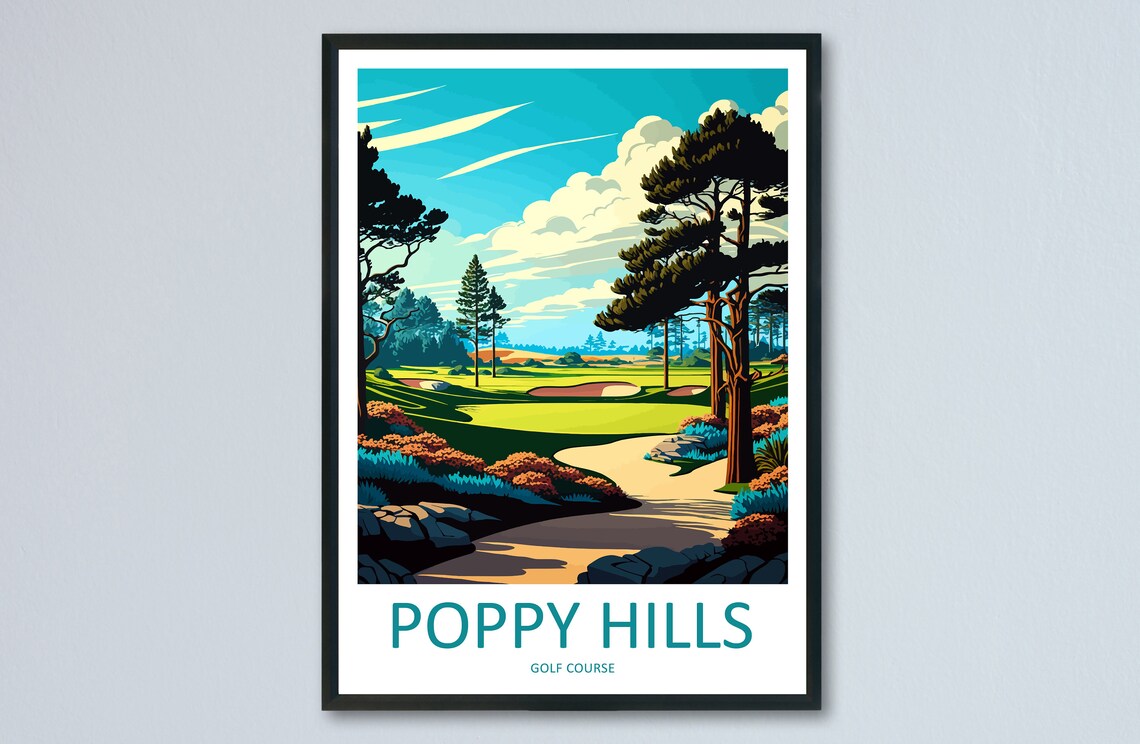 Poppy Hills Golf Course Travel Poster, Golf Wall Art