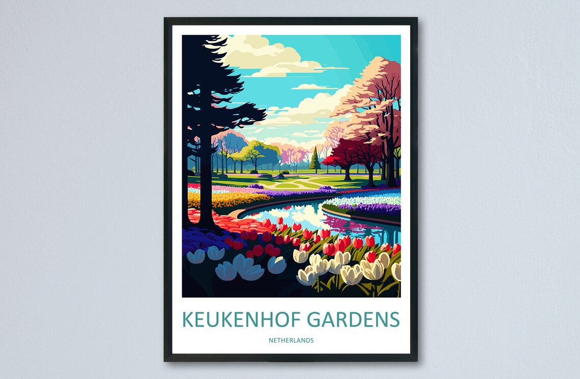 Keukenhof Gardens Travel Poster, Netherlands