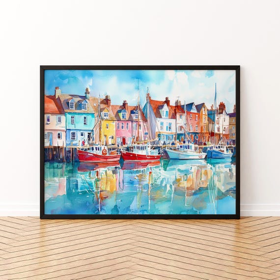 Weymouth Watercolor Poster Seaside Wall Art Hanging Home Dcor Gift Lovers United Kingdom