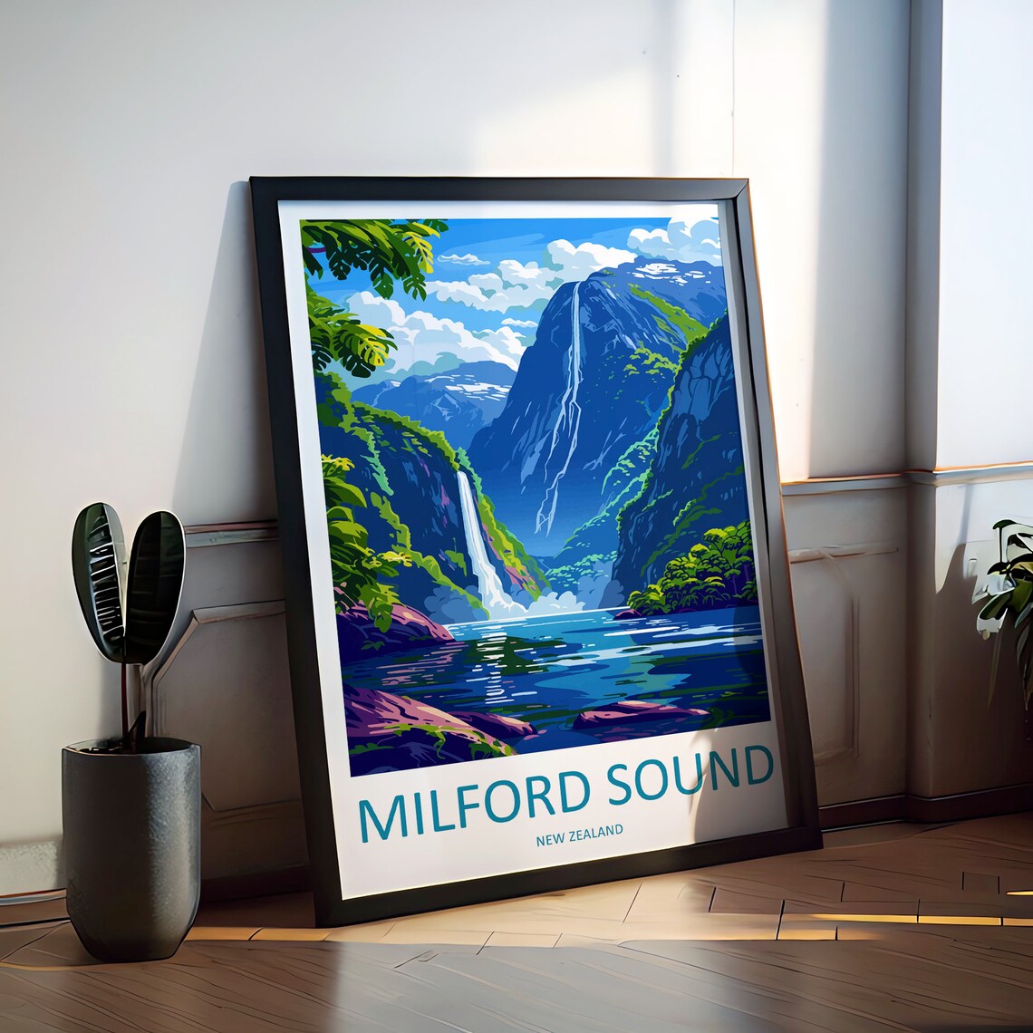 Milford Sound Travel Poster, New Zealand Place Art - Image 2