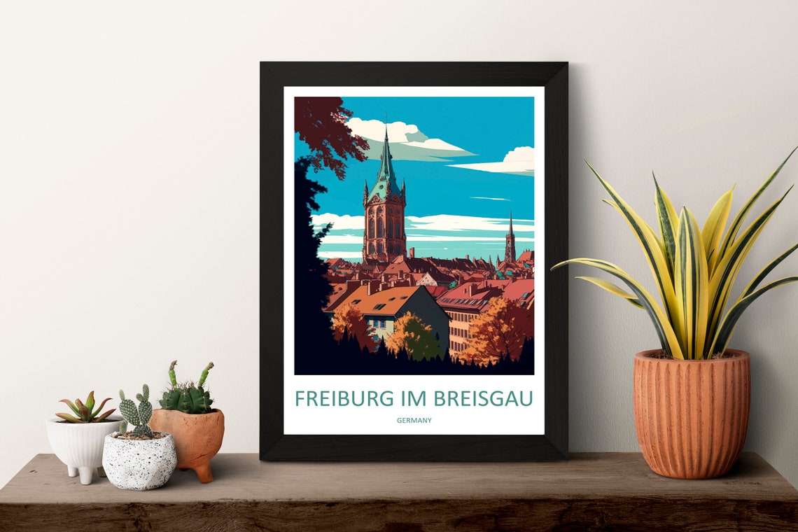 Freiburg Cathedral Old Town Germany Black Forest Travel Poster - Image 3