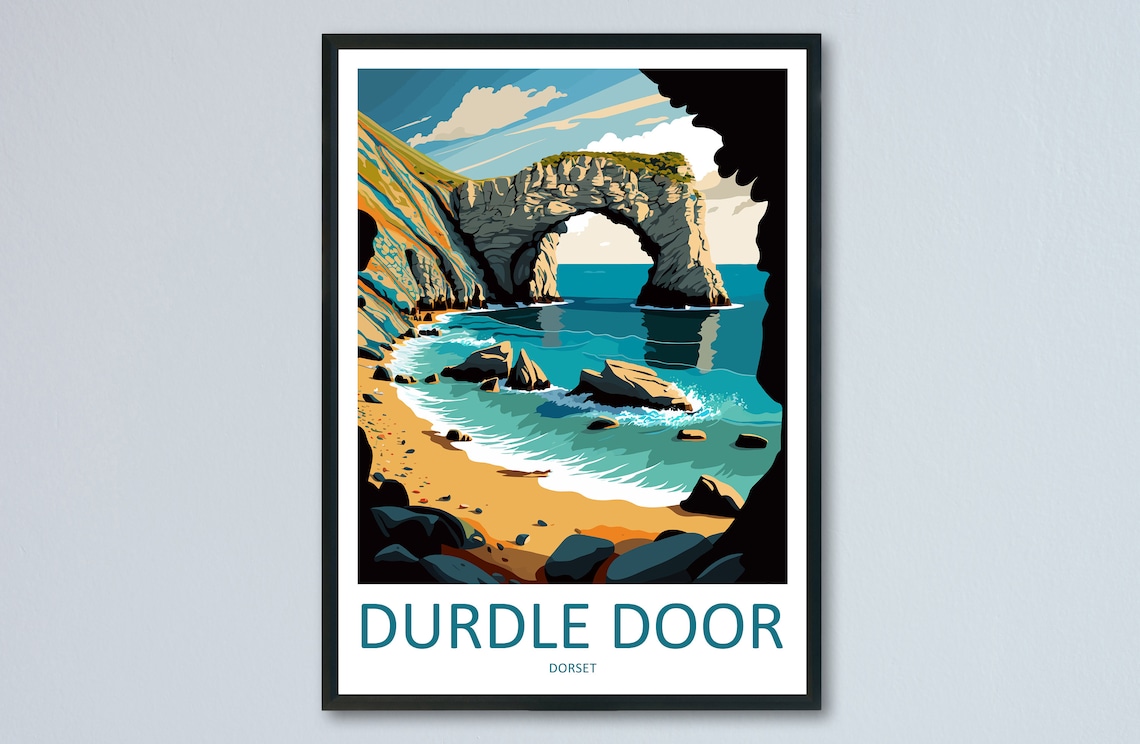 Durdle Door Travel Poster, England Wall Art
