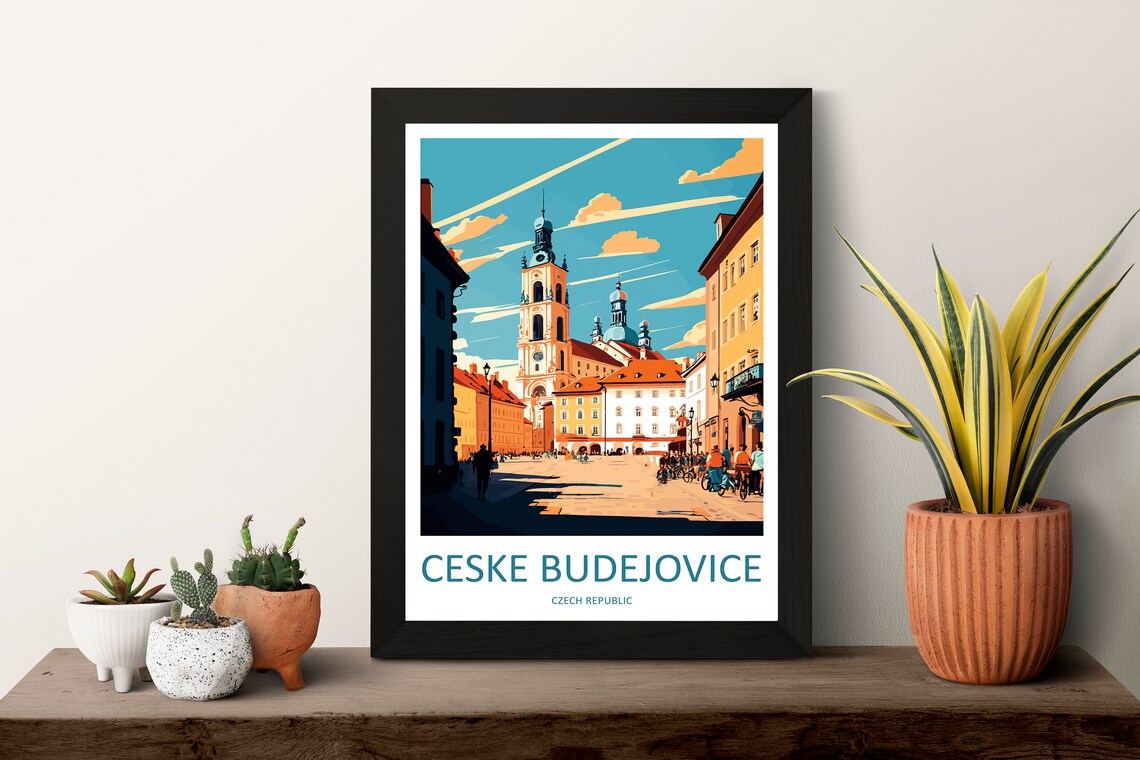 Ceske Budejovice Travel Poster, Czech Republic Wall Art - Image 3