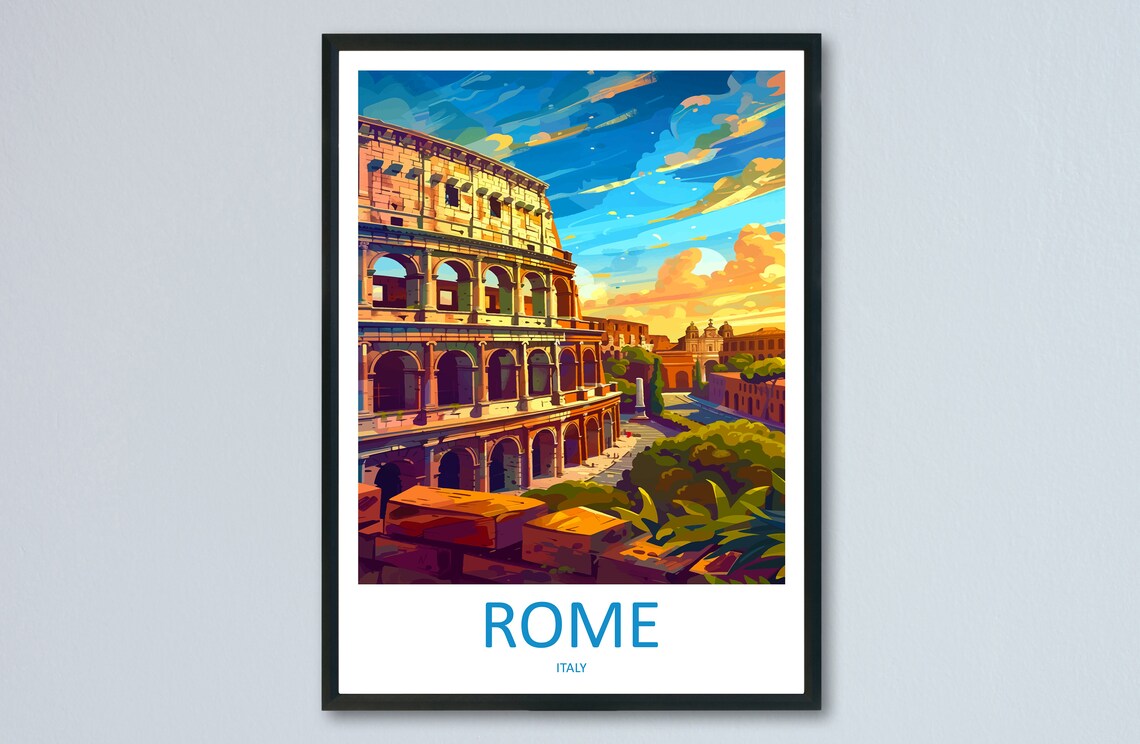 Rome Italy Colosseum Golden Sunset Landmark Street View Poster - Image 3