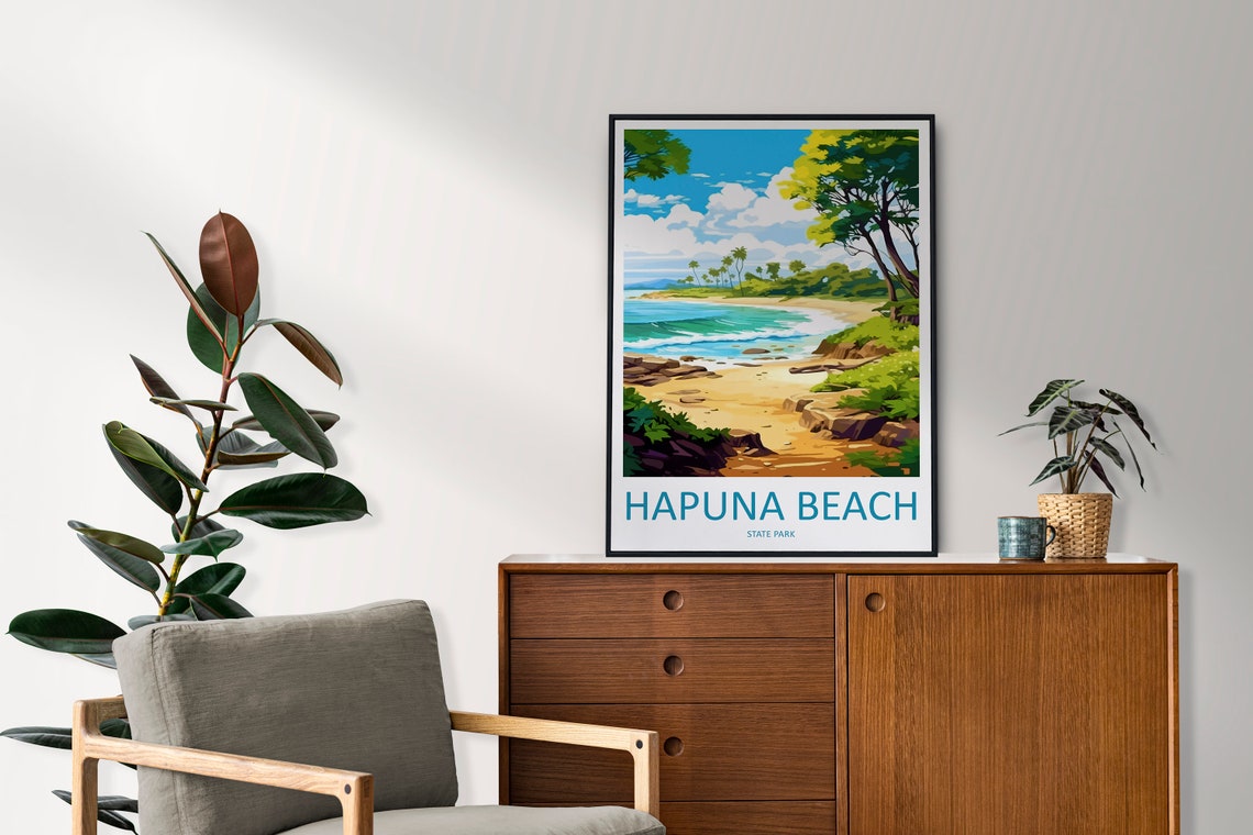 Hapuna Beach Hawaii Golden Shore State Park Seaside Travel Poster - Image 2