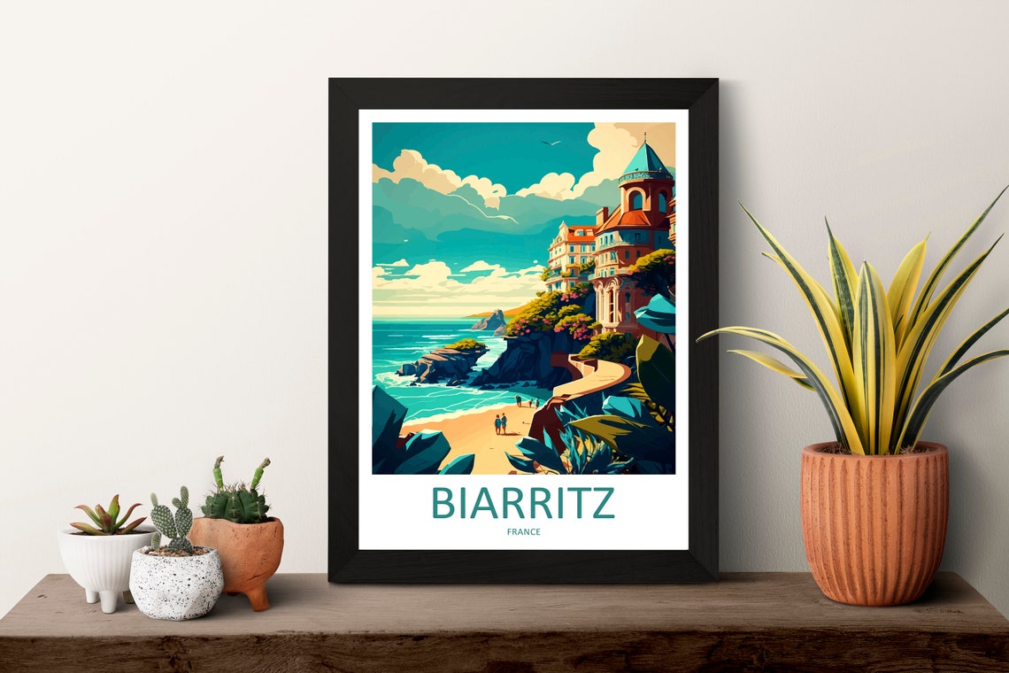Biarritz France Basque Coast Beach Retro Illustration Travel Poster - Image 3