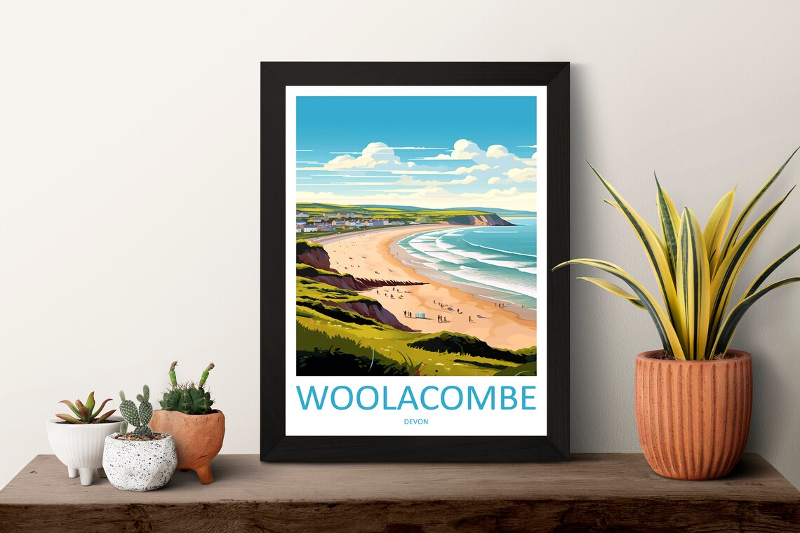 Woolacombe Travel Poster, Devon Wall Art Print - Image 3
