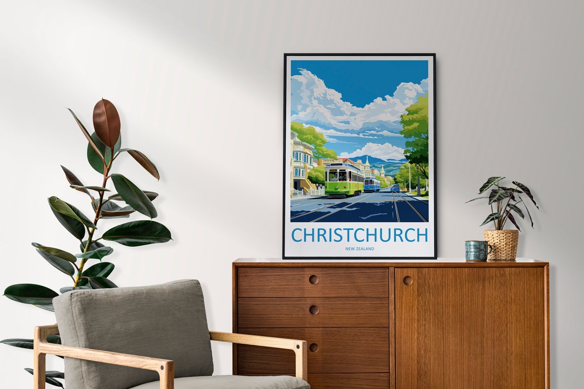 Christchurch Travel Print Wall Art Christchurch Wall Hanging Home Dcor Christchurch Gift Art Lovers New Zealand Art Lover Gift - Image 2