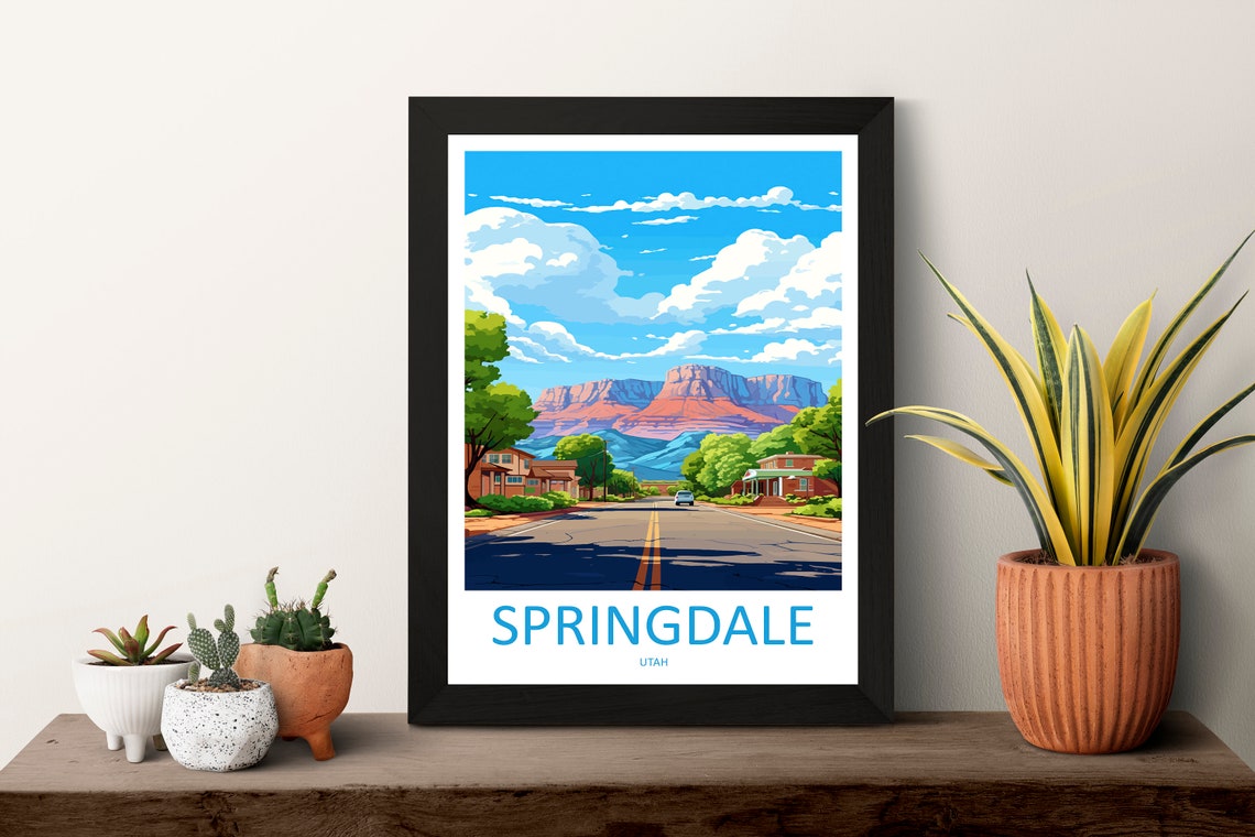 Springdale Utah Main Street Red Cliffs Zion Entrance Town Poster - Image 3