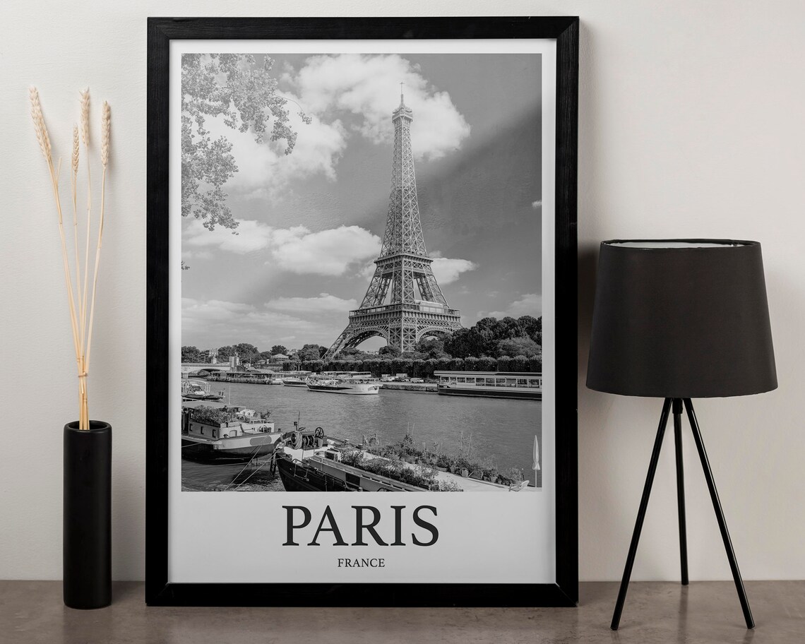 Paris France Eiffel Tower Over the Seine River Classic Photo Poster - Image 3