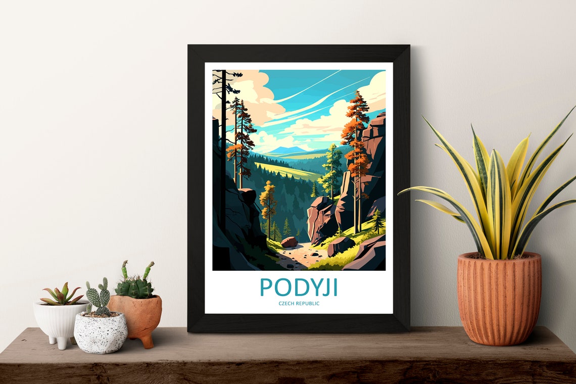 Podyji Czech Republic Rocky Cliffs Forest Trail Travel Poster - Image 3