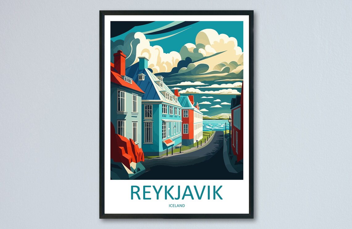 Reykjavik Travel Poster, Iceland Place Decor