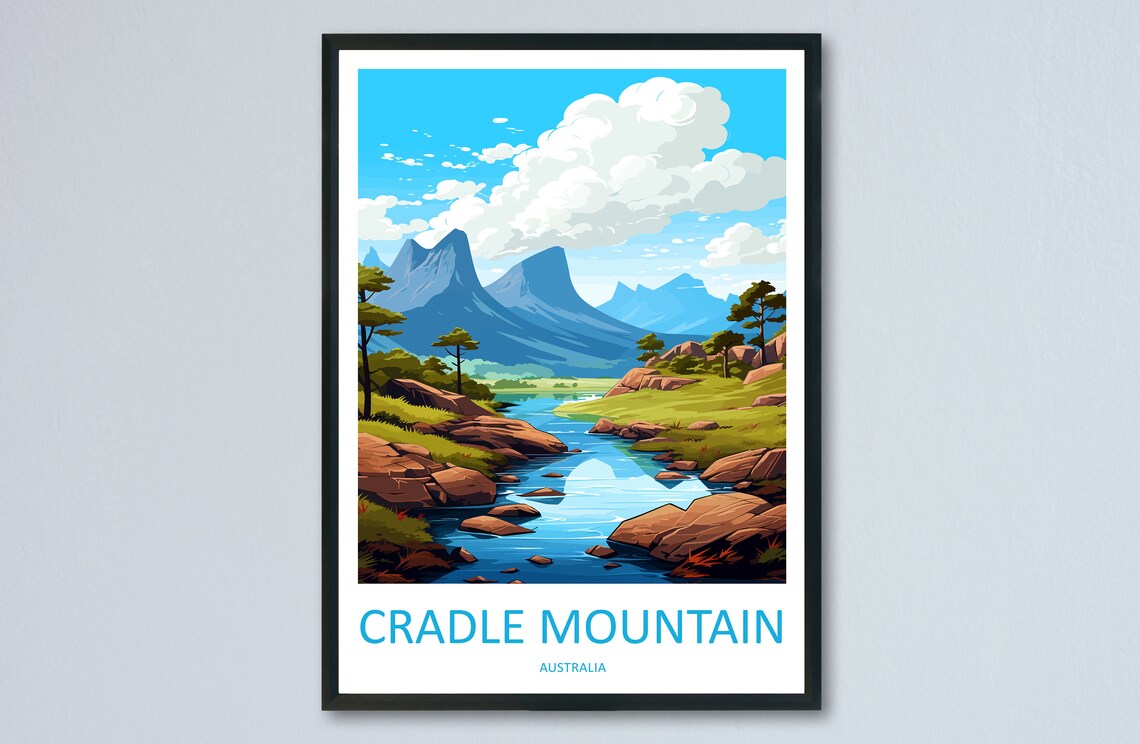 Cradle Mountain Tasmania Australia Retro Vintage Travel Poster