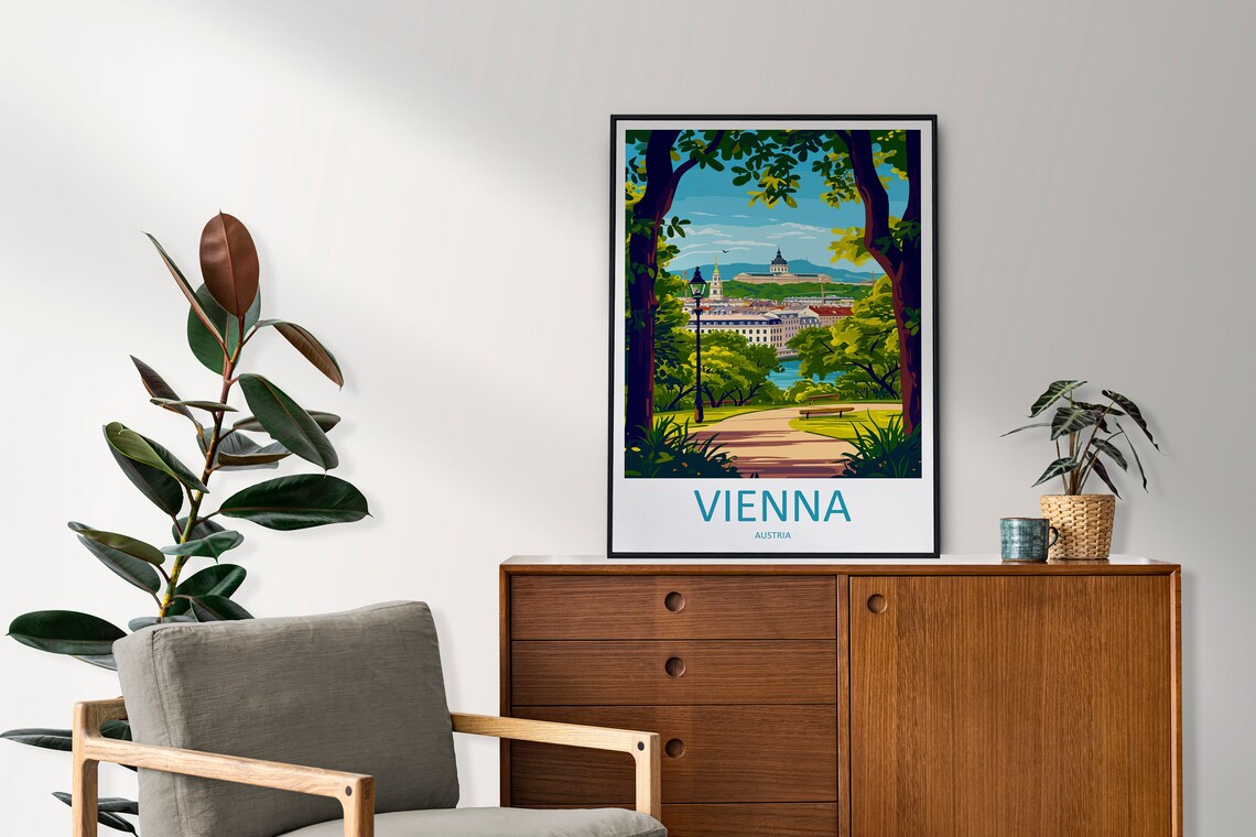 Vienna Austria City Park Skyline Spring Vintage Travel Poster - Image 2
