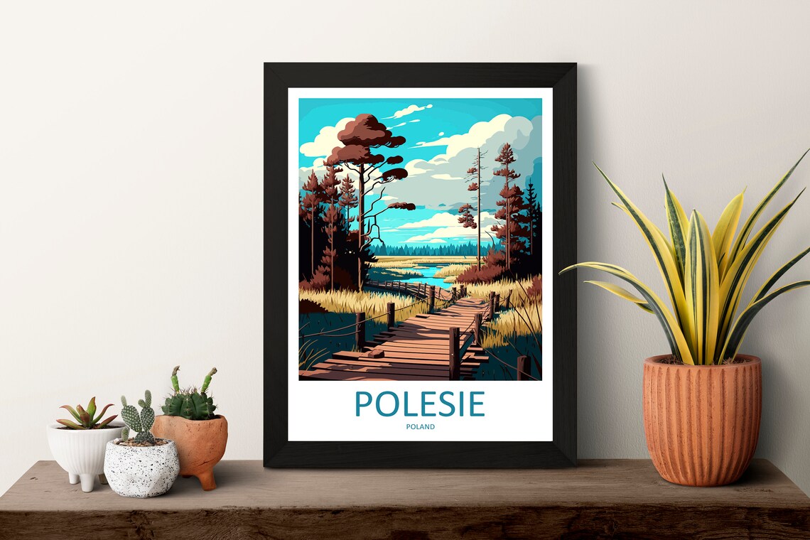 Polesie Marsh Wetland Boardwalk Pine Forest Landscape Travel Poster - Image 3