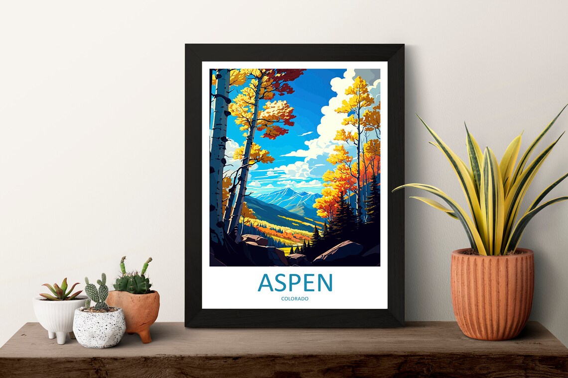 Aspen Colorado Golden Fall Aspen Trees Mountain View Travel Poster - Image 3
