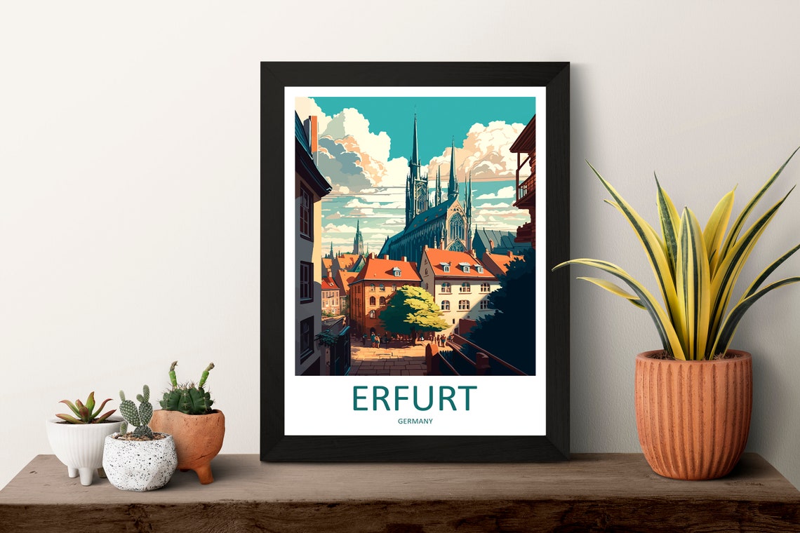 Erfurt Travel Print Wall Art Erfurt Wall Hanging Home Dcor Erfurt Gift Art Lovers Germany Art Lover Gift Erfurt Art Erfurt Travel Gift - Image 3