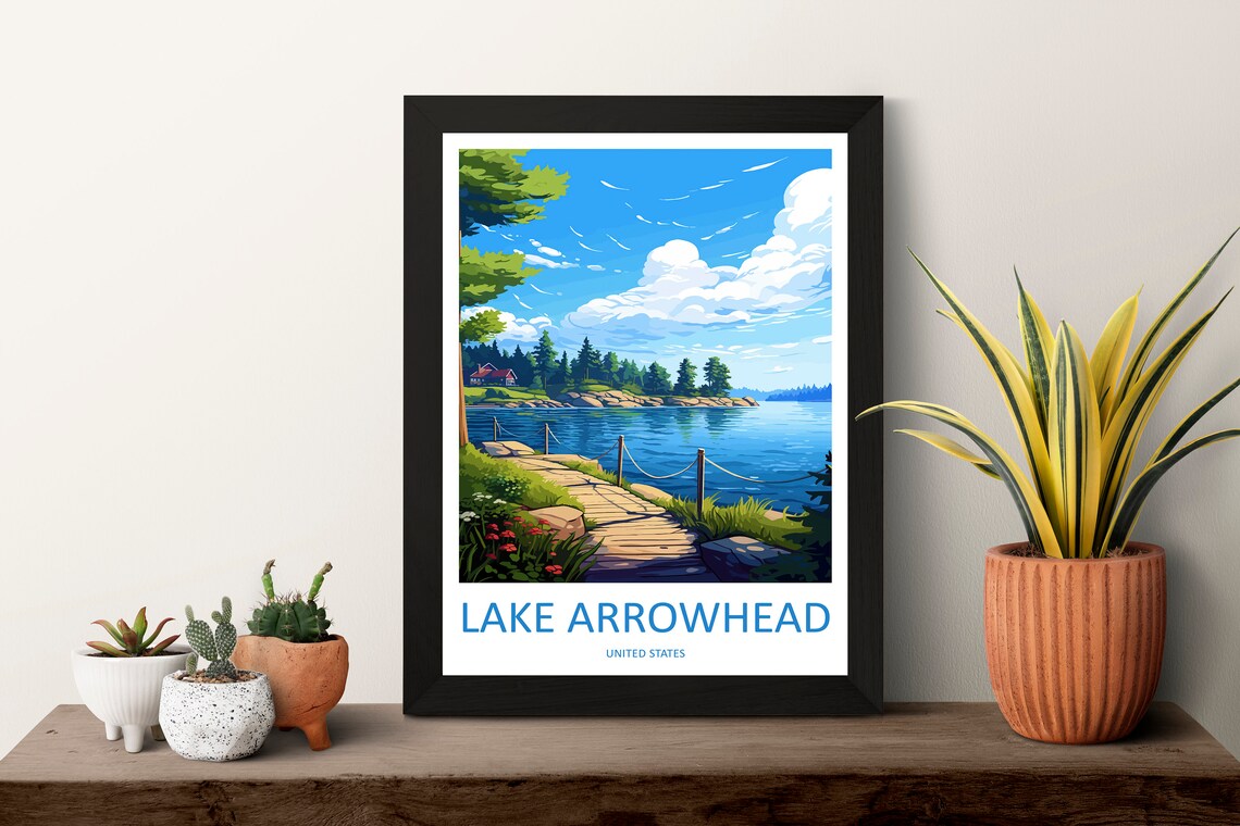 Lake Arrowhead Lakeside Boardwalk United States Travel Poster - Image 3